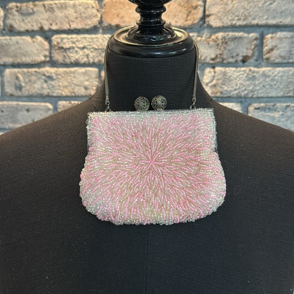 Vintage Micro Glass Beaded Pink Starburst Purse - Picture 14 of 14